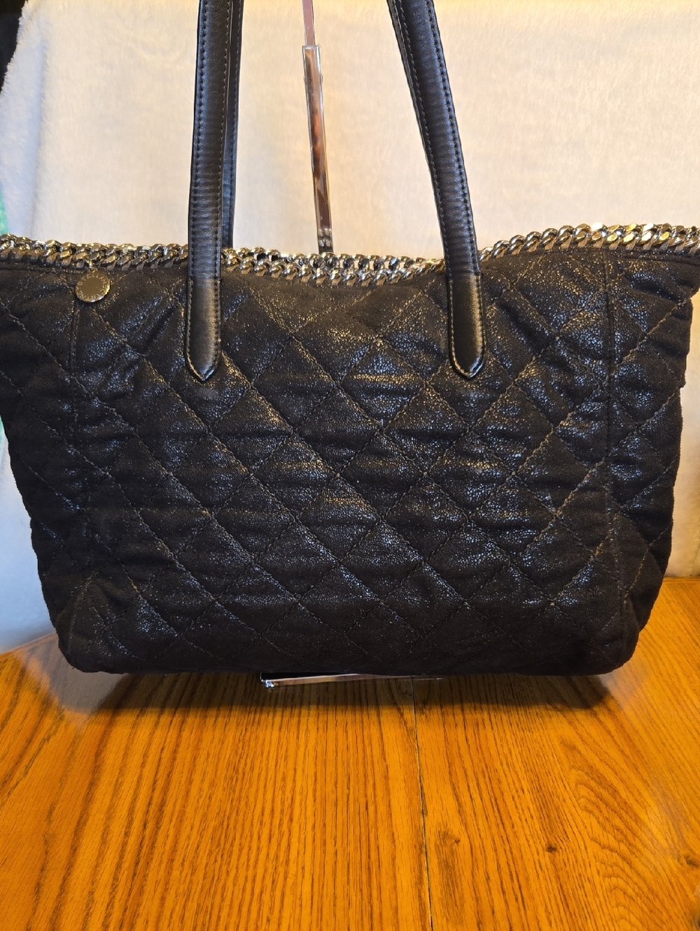 Stella McCartney Quilted Black Chain-Trim Tote Bag